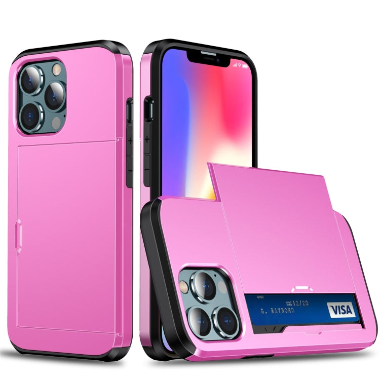 Shockproof Armor Protective Case with Slide Card Slot, For iPhone 13 mini, For iPhone 13, For iPhone 13 Pro, For iPhone 13 Pro Max