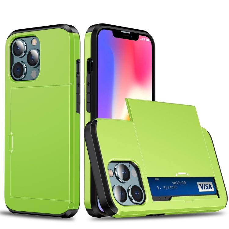 Shockproof Armor Protective Case with Slide Card Slot, For iPhone 13 mini, For iPhone 13, For iPhone 13 Pro, For iPhone 13 Pro Max