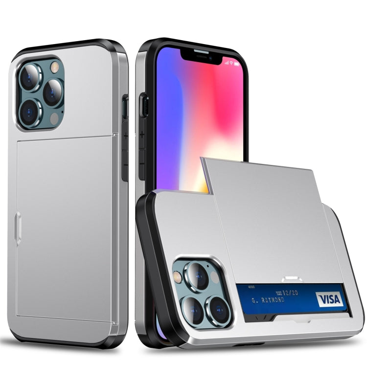 Shockproof Armor Protective Case with Slide Card Slot, For iPhone 13 mini, For iPhone 13, For iPhone 13 Pro, For iPhone 13 Pro Max