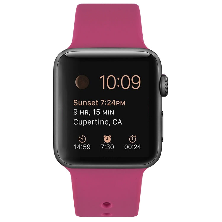Silicone Replacement Strap Watchband For Apple Watch Series, 7 41mm / 6 & SE & 5 & 4 40mm / 3 & 2 & 1 38mm, 7 45mm / 6 & SE & 5 & 4 44mm / 3 & 2 & 1 42mm