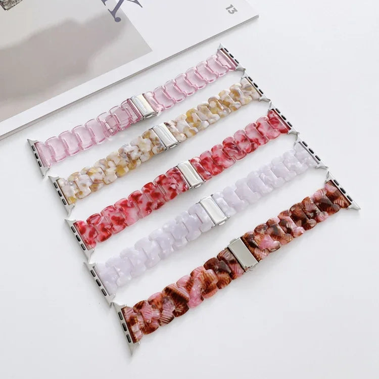 Resin Replacement Watchband For Apple Watch Series, 7 41mm / 6 & SE & 5 & 4 40mm / 3 & 2 & 1 38mm, 7 45mm / 6 & SE & 5 & 4 44mm / 3 & 2 & 1 42mm