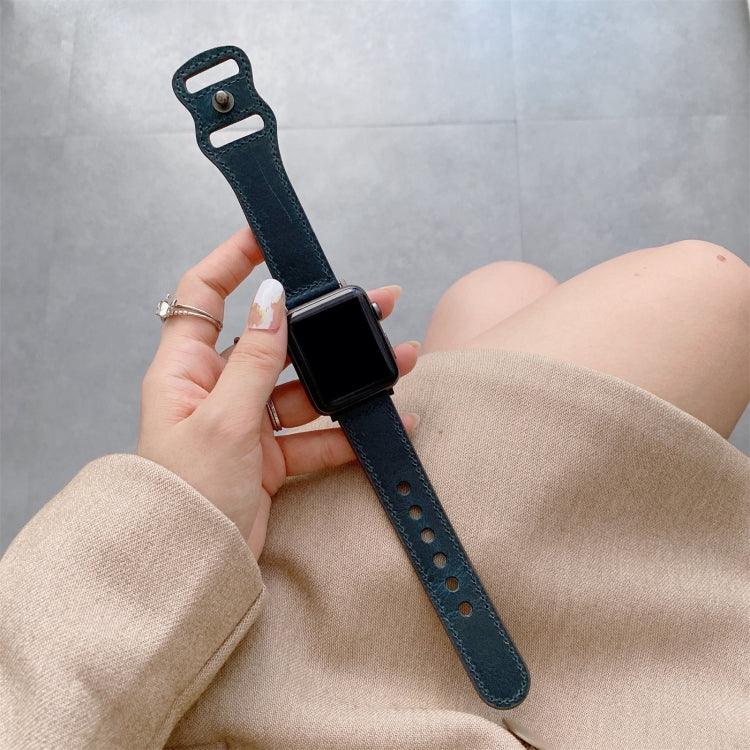 8-shape Buckle Retro Leather Replacement Strap Watchband For Apple Watch Series, 7 41mm / 6 & SE & 5 & 4 40mm / 3 & 2 & 1 38mm, 7 45mm / 6 & SE & 5 & 4 44mm / 3 & 2 & 1 42mm