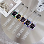 Integrated Color Contrast Replacement Strap Watchband For Apple Watch Series, 7 41mm / 6 & SE & 5 & 4 40mm / 3 & 2 & 1 38mm, 7 45mm / 6 & SE & 5 & 4 44mm / 3 & 2 & 1 42mm