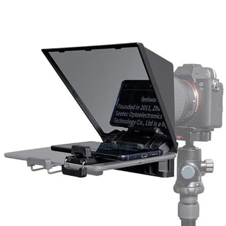 FEELWORLD TP2 Portable Teleprompter with Bluetooth Remote Control Lens Adapter Ring For SLR Camera, TP2