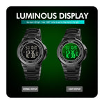 SKMEI 1712 Dual Time LED Digital Display Luminous Stainless Steel Strap Electronic Watch