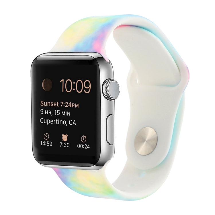 Silicone Painted Pattern Replacement Watchband For Apple Watch Series, 7 45mm / 6 & SE & 5 & 4 44mm / 3 & 2 & 1 42mm, 7 41mm / 6 & SE & 5 & 4 40mm / 3 & 2 & 1 38mm