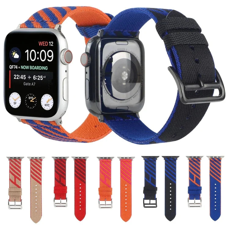 Nylon Single Loop Replacement Strap Watchband For Apple Watch Series, 7 41mm / 6 & SE & 5 & 4 40mm / 3 & 2 & 1 38mm, 7 45mm / 6 & SE & 5 & 4 44mm / 3 & 2 & 1 42mm