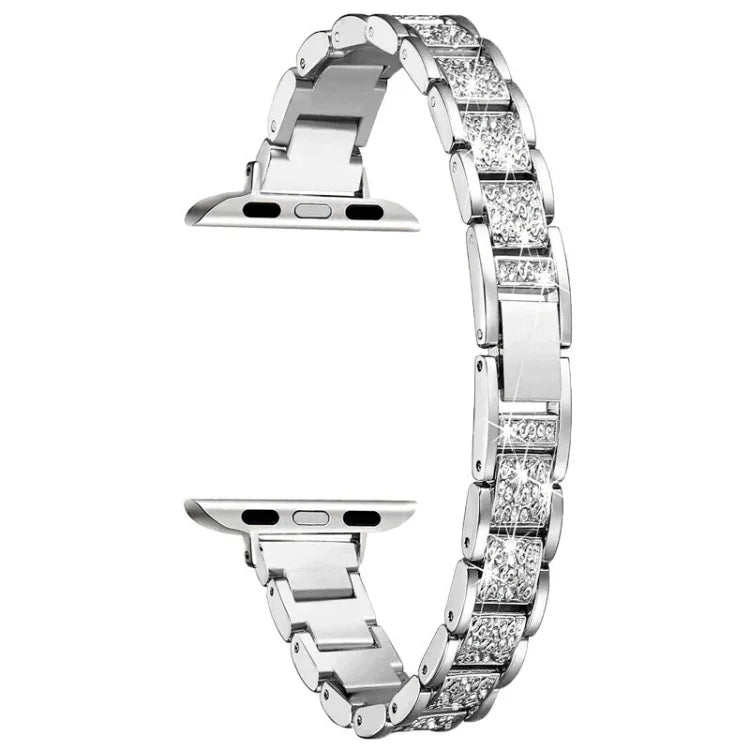 14mm Three-beads Diamond Aluminum Alloy Replacement Strap Watchband For Apple Watch Series, 7 41mm / 6 & SE & 5 & 4 40mm / 3 & 2 & 1 38mm, 7 45mm / 6 & SE & 5 & 4 44mm / 3 & 2 & 1 42mm