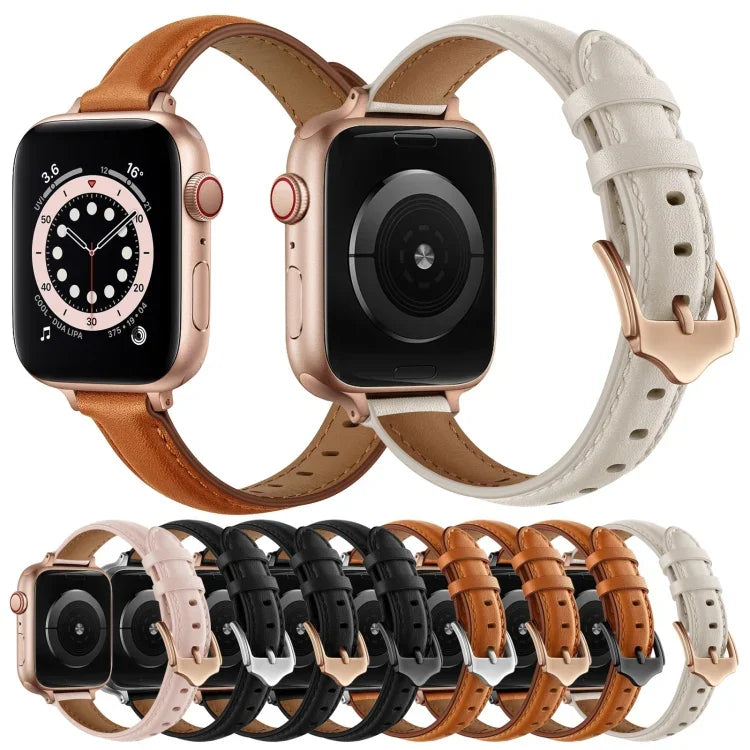 Business Style Leather Replacement Strap Watchband For Apple Watch Series, 7 41mm / 6 & SE & 5 & 4 40mm / 3 & 2 & 1 38mm, 7 45mm / 6 & SE & 5 & 4 44mm / 3 & 2 & 1 42mm