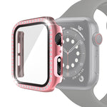 Electroplating PC Single Row Diamond Protective Case with Tempered Glass Film For Apple Watch Series, For Apple Watch Series 6 / 5 / 4 / Watch SE 40mm, For Apple Watch Series 6 / 5 / 4 / Watch SE 44mm