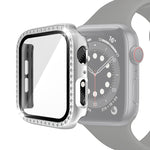 Electroplating PC Single Row Diamond Protective Case with Tempered Glass Film For Apple Watch Series, For Apple Watch Series 6 / 5 / 4 / Watch SE 40mm, For Apple Watch Series 6 / 5 / 4 / Watch SE 44mm