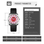 SKMEI Q029 Ladies Phone Number Pattern Dial Leather Strap Quartz Watch