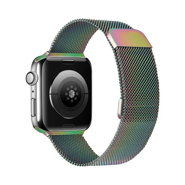 Double Section Milanese Magnetic Elasticity Replacement Strap Watchband For Apple Watch Series, 7 45mm / 6 & SE & 5 & 4 44mm / 3 & 2 & 1 42mm, 7 41mm / 6 & SE & 5 & 4 40mm / 3 & 2 & 1 38mm