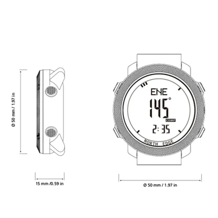 NORTH EDGE Multi-function Waterproof Outdoor Sports Electronic Smart Watch, Support Humidity Measurement / Weather Forecast / Speed Measurement, Silicone Strap