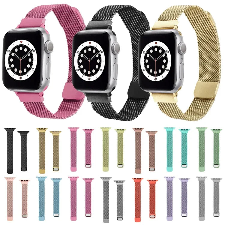 Small Waist Dual Section Milan Replacement Watchband For Apple Watch Series, 7 45mm / 6 & SE & 5 & 4 44mm / 3 & 2 & 1 42mm, 7 41mm / 6 & SE & 5 & 4 40mm / 3 & 2 & 1 38mm