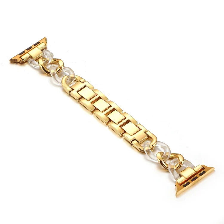 Cowboy Chain + Resin Metal Replacement Strap Watchband For Apple Watch Series, 7 41mm / 6 & SE & 5 & 4 40mm / 3 & 2 & 1 38mm, 7 45mm / 6 & SE & 5 & 4 44mm / 3 & 2 & 1 42mm