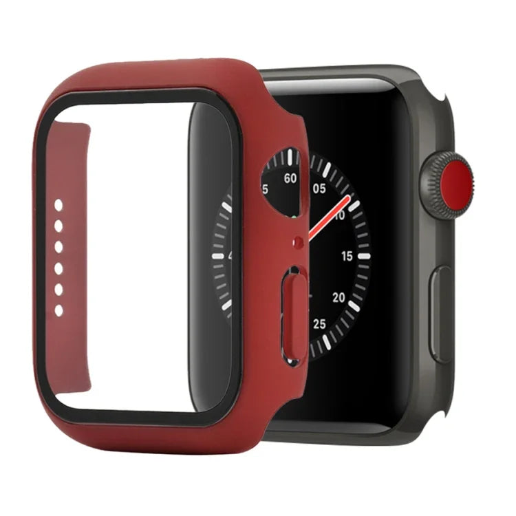 Shockproof PC+Tempered Glass Protective Case with Packed Carton For Apple Watch 44mm(Orange), For Apple Watch Series 6 / 5 / 4 / Watch SE 40mm, For Apple Watch Series 3 & 2 & 1 38mm