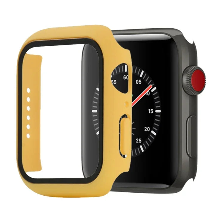 Shockproof PC+Tempered Glass Protective Case with Packed Carton For Apple Watch 44mm(Orange), For Apple Watch Series 6 / 5 / 4 / Watch SE 40mm, For Apple Watch Series 3 & 2 & 1 38mm