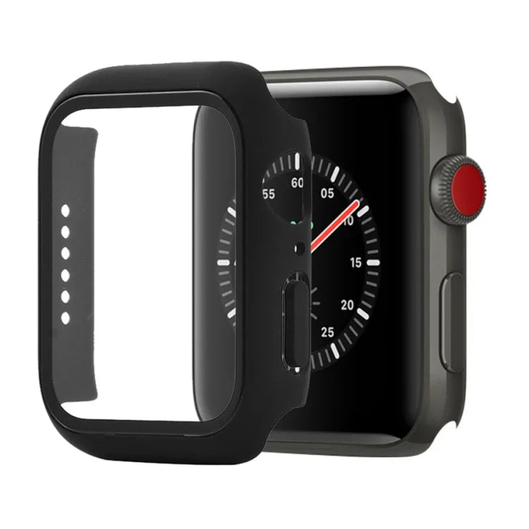 Shockproof PC+Tempered Glass Protective Case with Packed Carton For Apple Watch 44mm(Orange), For Apple Watch Series 6 / 5 / 4 / Watch SE 40mm, For Apple Watch Series 3 & 2 & 1 38mm