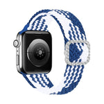 Adjustable Nylon Braided Elasticity Diamond Buckle Replacement Strap Watchband For Apple Watch Series, 7 & 6 & SE & 5 & 4 40mm/3 & 2 & 1 38mm, 7 & 6 & SE & 5 & 4 44mm/3 & 2 & 1 42mm