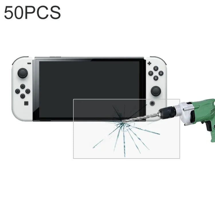 50 PCS 0.26mm 9H 2.5D Tempered Glass Film, For Nintendo Switch OLED (50 PCS)