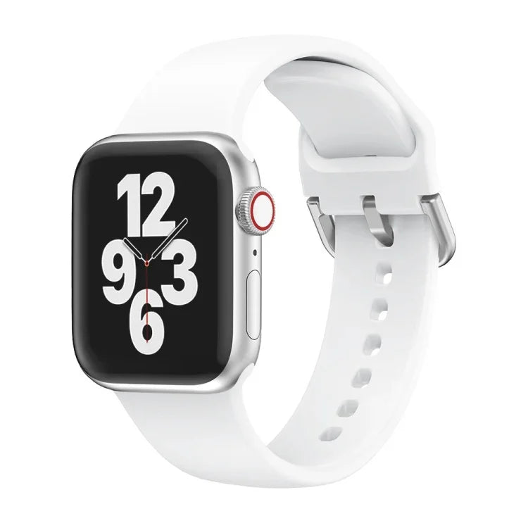 Single-color Silicone Buckle Replacement Strap Watchband For Apple Watch Series, 7 41mm / 6 & SE & 5 & 4 40mm / 3 & 2 & 1 38mm, 7 45mm / 6 & SE & 5 & 4 44mm / 3 & 2 & 1 42mm