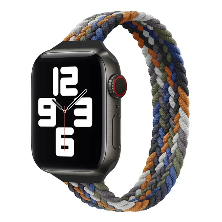 Small Waist Single Loop Nylon Braid Replacement Watchband For Apple Watch Series 7 41mm / 6&SE&5&4 40mm / 3&2&1 38mm, S 135mm, M 145mm, L 155mm