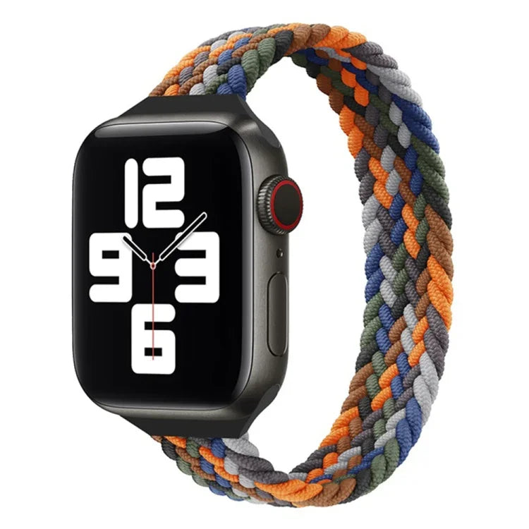 Small Waist Single Loop Nylon Braid Replacement Watchband For Apple Watch Series 7 45mm / 6&SE&5&4 44mm / 3&2&1 42mm, S 145mm, M 155mm, L 165mm