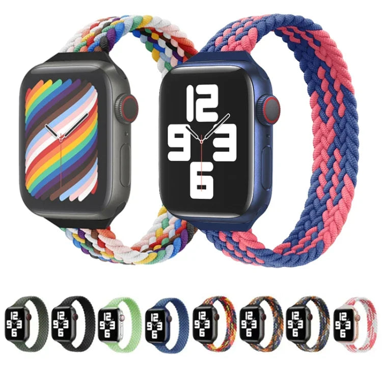 Small Waist Single Loop Nylon Braid Replacement Watchband For Apple Watch Series 7 45mm / 6&SE&5&4 44mm / 3&2&1 42mm, S 145mm, M 155mm, L 165mm