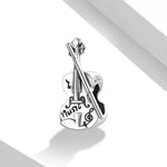 S925 Sterling Silver Retro Violin Beads DIY Bracelet Necklace Accessories, Retro Violin