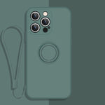 All-inclusive Liquid Silicone Phone Protective Case with Ring Holder & Lanyard, For iPhone 13 Pro Max