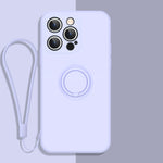 All-inclusive Liquid Silicone Phone Protective Case with Ring Holder & Lanyard, For iPhone 13 Pro Max