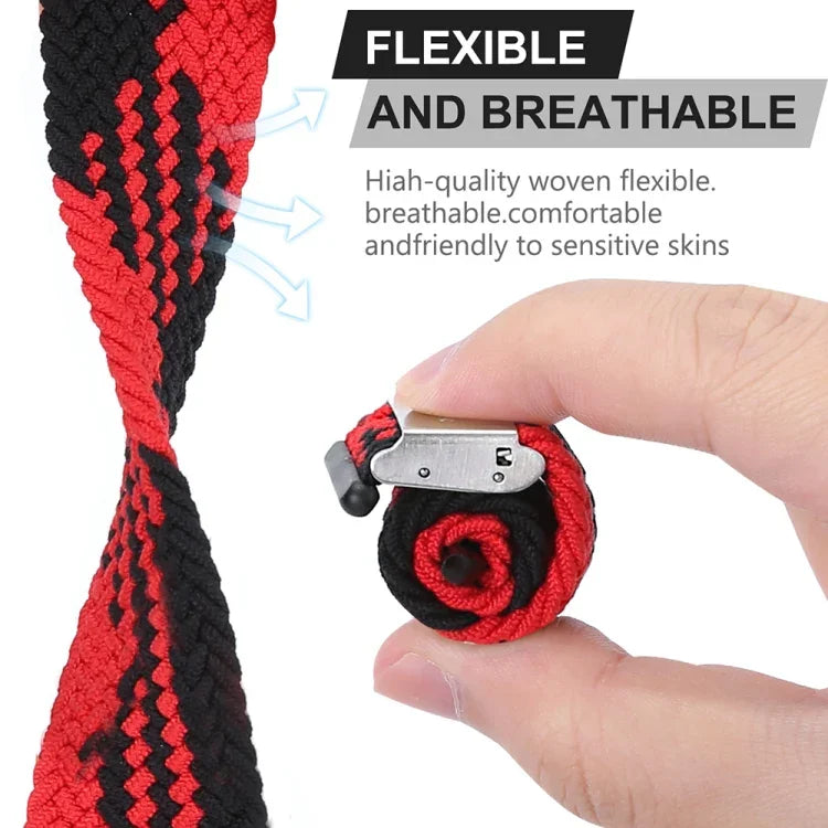 Nylon Braid One Buckle Replacement Watchband For Apple Watch Series, 7 41mm / 6&SE&5&4 40mm / 3&2&1 38mm