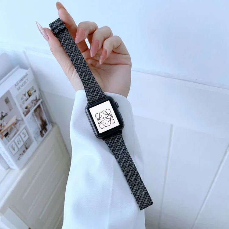 Small Waist Carbon Fiber Strap Watchband For Apple Watch Series, 7 41mm / 6&SE&5&4 40mm / 3&2&1 38mm
