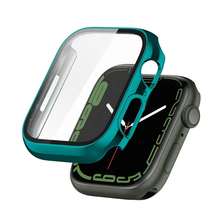 Electroplating Shockproof PC Protective Case with Tempered Glass Film, For Apple Watch Series 9 / 8 / 7 41mm, For Apple Watch Series 9 / 8 / 7 45mm