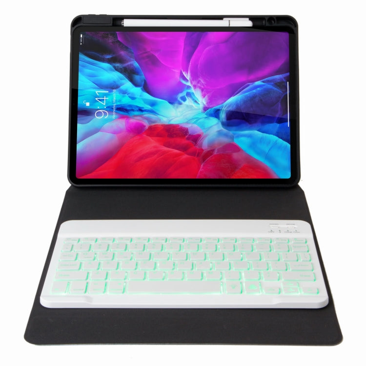 H-102S Monochrome Backlight Bluetooth Keyboard Leather Case with Rear Three-fold Holder, For iPad 10.2 2020 & 2019 / Pro 10.5 inch, For iPad 9.7 2018 & 2017, For iPad Pro 11 inch 2021 & 2020 & 2018 / Air 2020 10.9