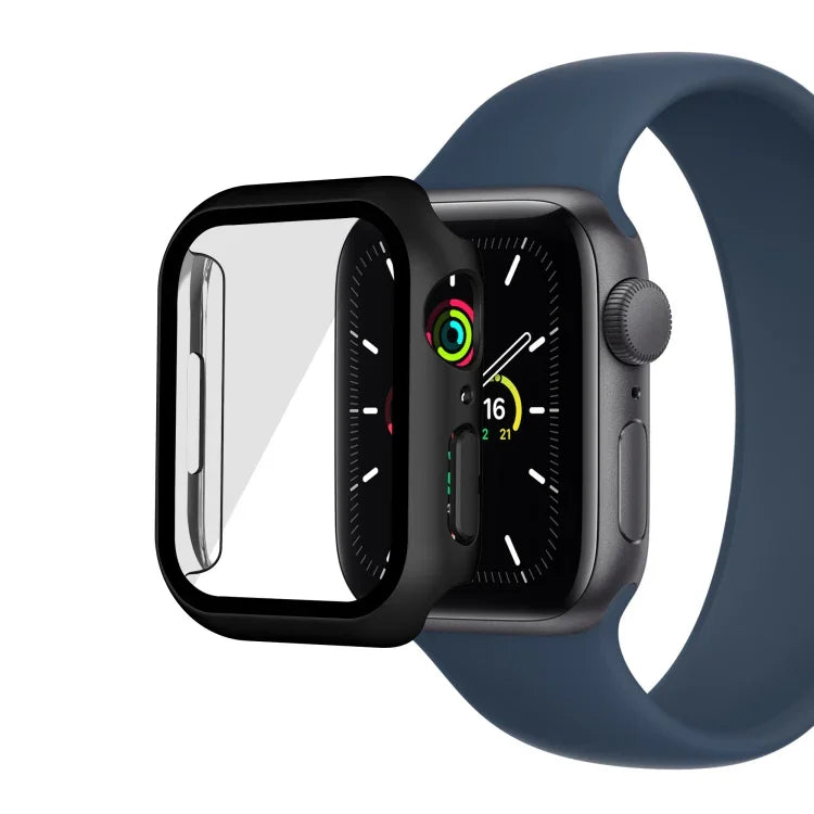Electroplating Matte All-inclusive PC + Tempered Glass Watch Case, For Apple Watch Series 9 / 8 / 7 41mm, For Apple Watch Series 9 / 8 / 7 45mm