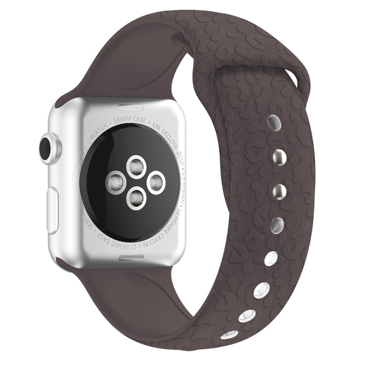 Leopard Embossing Silicone Watchband For Apple Watch Series, 7 41mm / 6&SE&5&4 40mm / 3&2&1 38mm, 7 45mm / 6&SE&5&4 44mm / 3&2&1 42mm