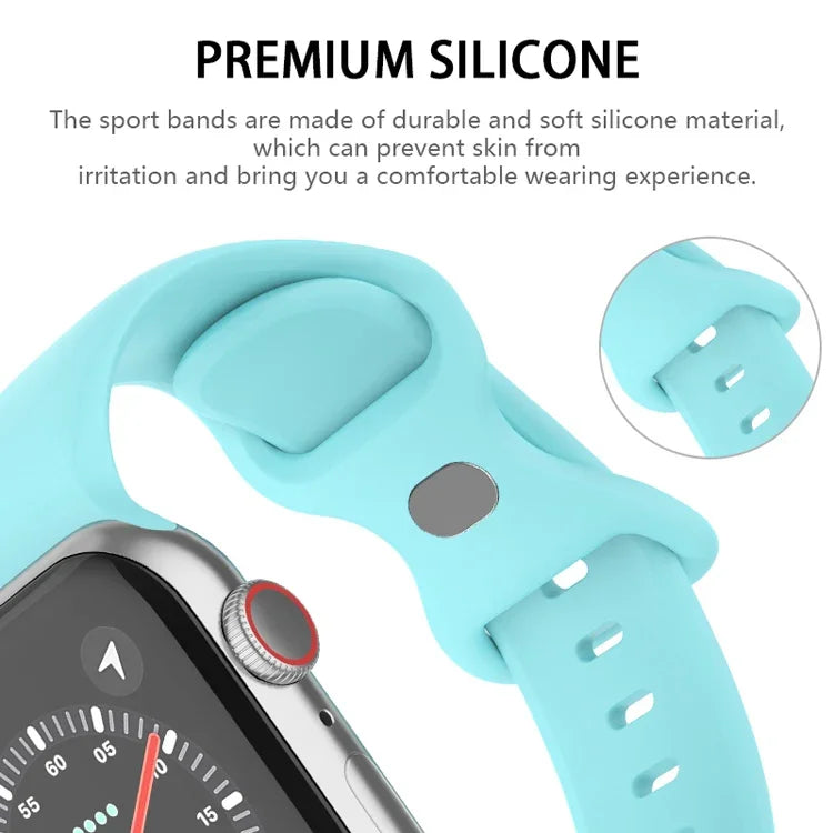 Butterfly Buckle Silicone Watchband, Size: S For Apple Watch Series, 7 45mm / 6&SE&5&4 44mm / 3&2&1 42mm