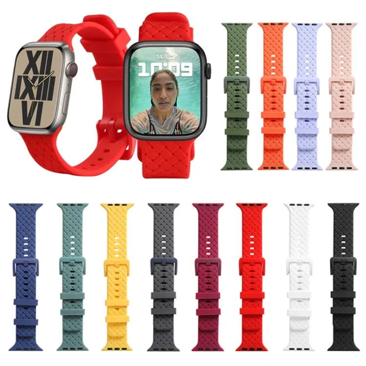 Braided Texture Silicone Watchband For Apple Watch Series, 7 41mm / 6&SE&5&4 40mm / 3&2&1 38mm, 7 45mm / 6&SE&5&4 44mm / 3&2&1 42mm