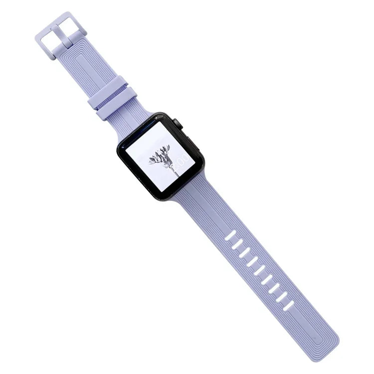 Thread Silicone Watchband For Apple Watch Series, 7 41mm / 6&SE&5&4 40mm / 3&2&1 38mm, 7 45mm / 6&SE&5&4 44mm / 3&2&1 42mm