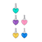S925 Sterling Silver Heart Pendant DIY Bracelet Necklace Accessories, Heart Pendant (Yellow), Heart Pendant (Blue), Heart Pendant (Pink), Heart Pendant (Purple)