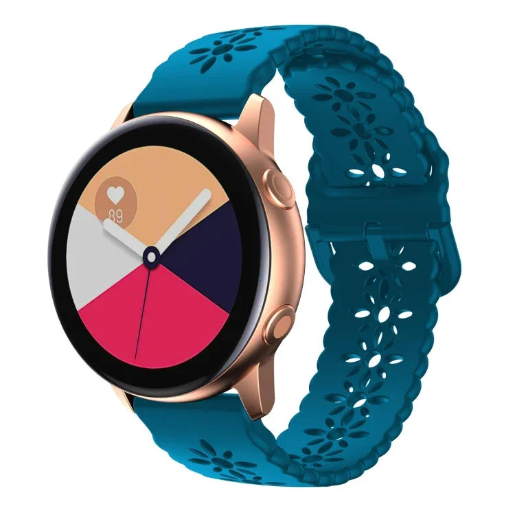 Plum Blossom Hollowed Silicone Watch Band, For Samsung Galaxy Watch4 40/44mm, For Samsung Galaxy Watch4 Classic 42/46mm