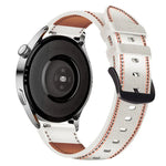Sewing Thread Genuine Leather Watch Band, For Samsung Galaxy Watch 3 45mm, For Huawei Watch GT 3 46mm