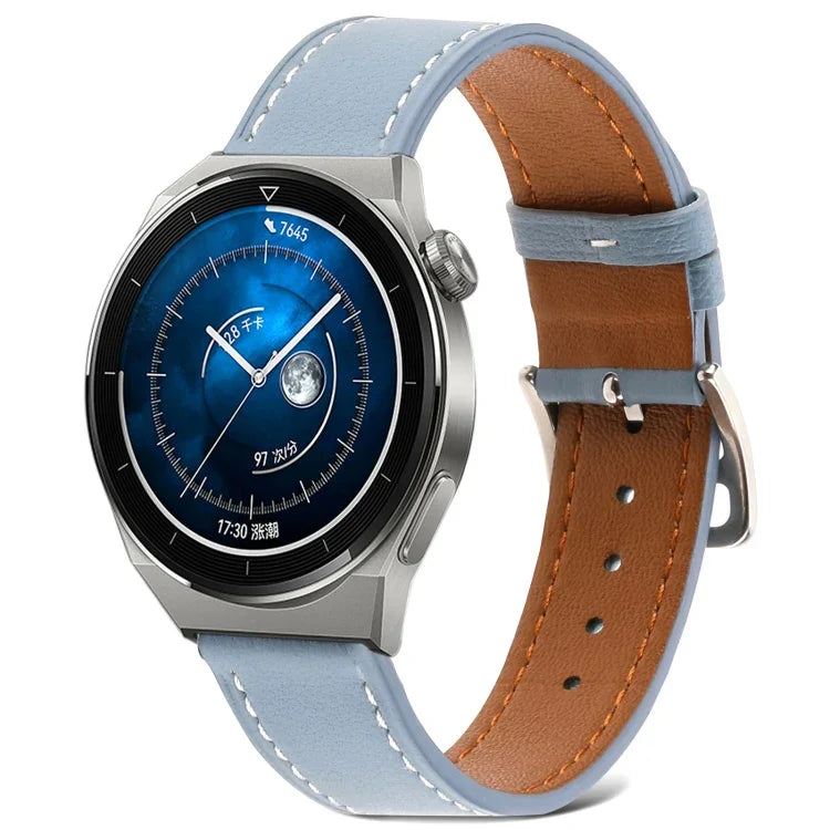 Plain Weave Genuine Leather Watch Band, For Samsung Galaxy Watch4 20mm, For Huawei Watch GT 3 Pro 22mm