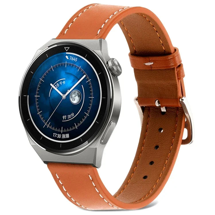 Plain Weave Genuine Leather Watch Band, For Samsung Galaxy Watch4 20mm, For Huawei Watch GT 3 Pro 22mm
