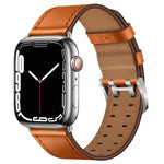 Double Buckles Leather Watch Band For Apple Watch Series, 7 41mm / 6&SE&5&4 40mm / 3&2&1 38mm, 7 45mm / 6&SE&5&4 44mm / 3&2&1 42mm