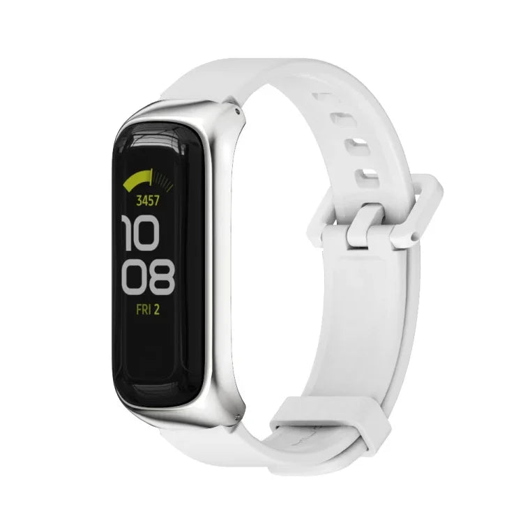 MIJOBS Metal Case Silicone Watch Band, For Samsung Galaxy Fit 2