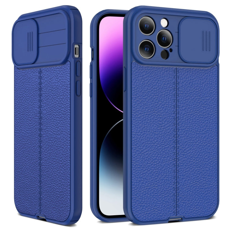 Litchi Texture Sliding Camshield TPU Protective Phone Case, For iPhone 14, For iPhone 14 Plus, For iPhone 14 Pro, For iPhone 14 Pro Max