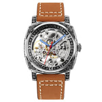 SKMEI 9271 Stainless Steel Buckle Leather Strap Waterproof Mechanical Watch